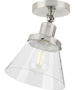 Hinton 1-Light Seeded Glass Vintage Style Ceiling Light Brushed Nickel