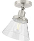 Hinton 1-Light Seeded Glass Vintage Style Ceiling Light Brushed Nickel