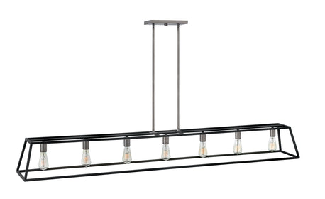 65"W Fulton 7-Light Stem Hung Linear in Aged Zinc