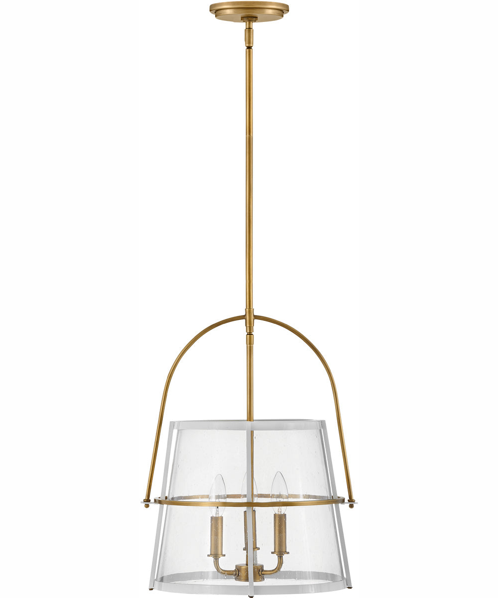 Tournon 3-Light Medium Pendant in Heritage Brass with Polished White Accents