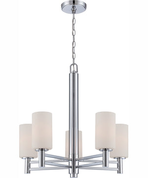 Jerrell 5-Light 5-Light Chandeliers Chrome/Frost Glass Shade