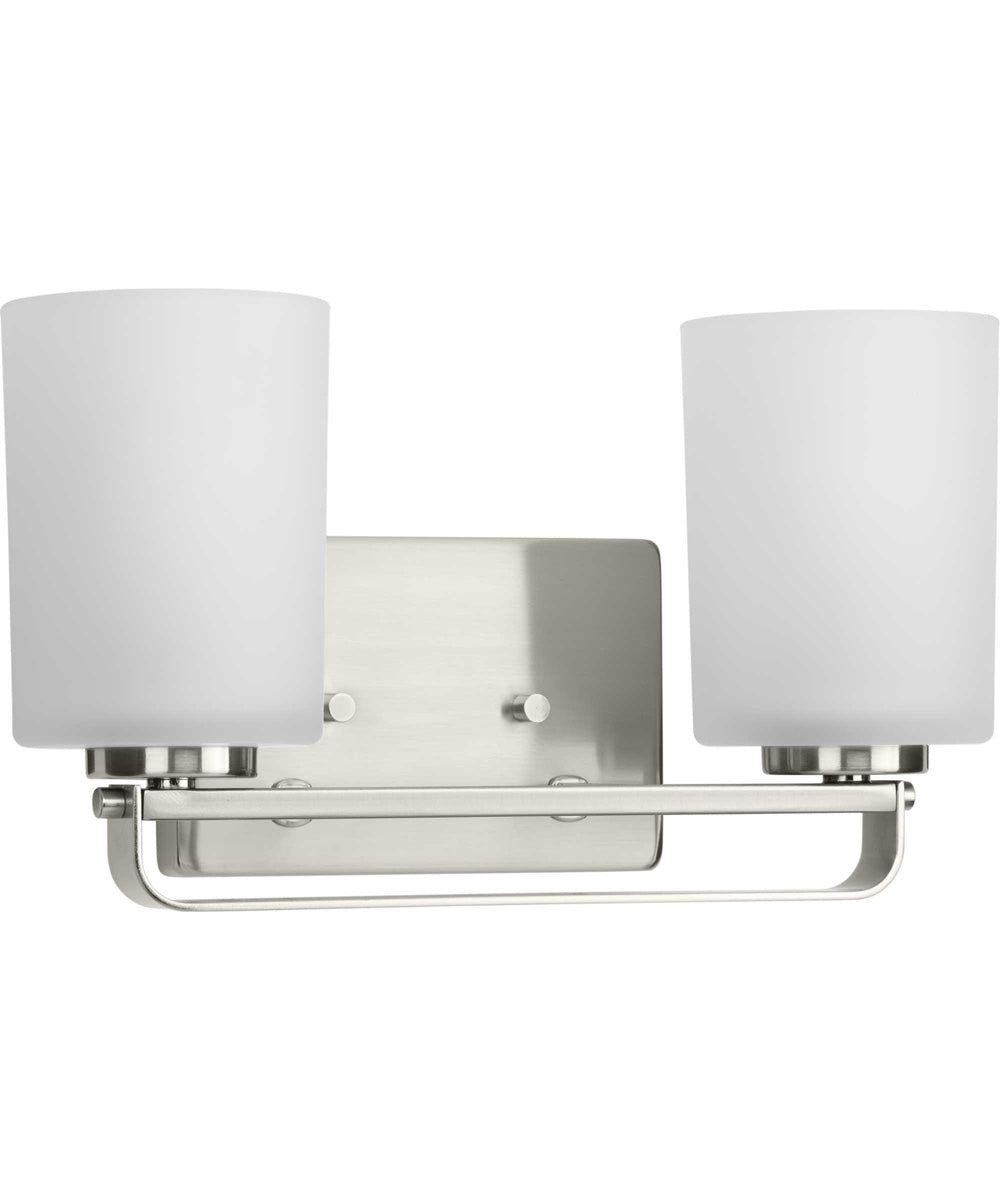 League 2-Light Etched Glass Modern Farmhouse Bath Vanity Light Brushed Nickel