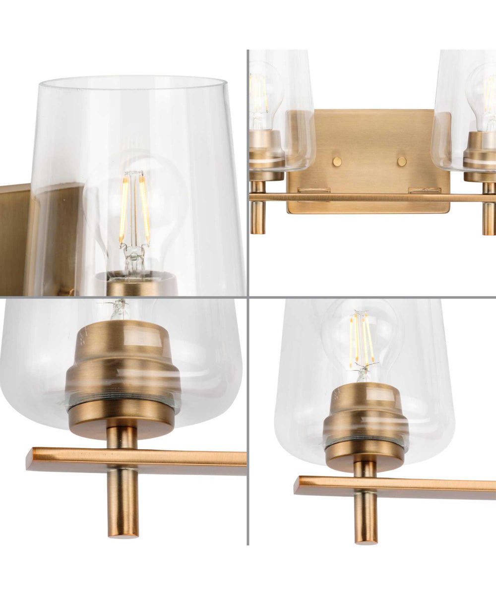Calais 4-Light New Traditional Clear Glass Bath Vanity Light Vintage Brass