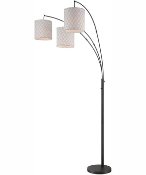 Vasanti 3-Light 3-Light Arch Lamp Dark Brz/Patterned Fabric Shade