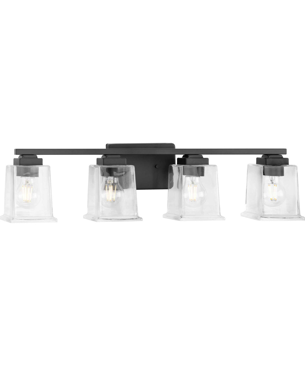 Gilmour 4-Light Modern Farmhouse Clear Glass Bath Vanity Light Matte Black