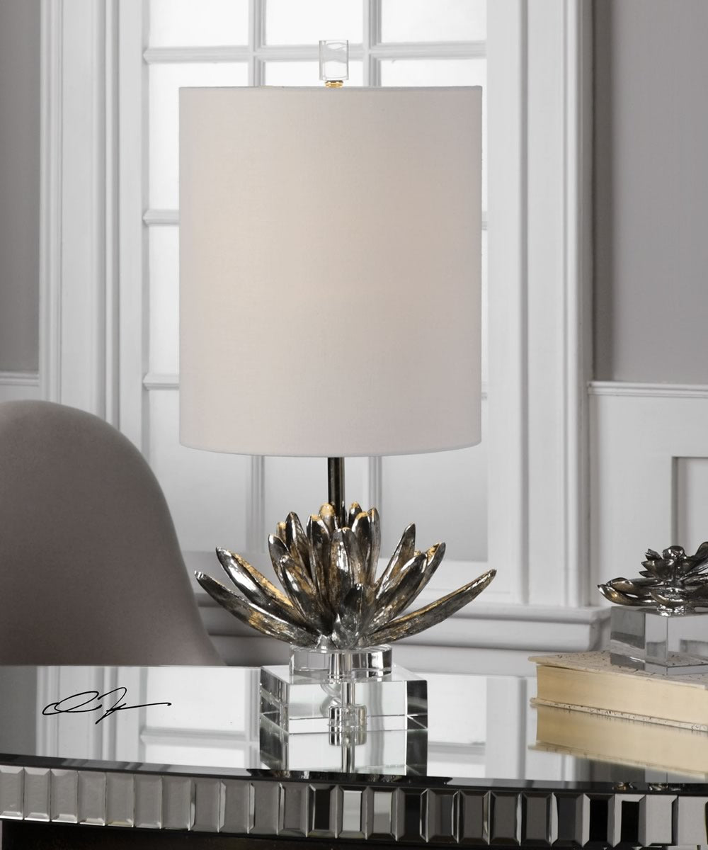 25"H Silver Lotus Accent Lamp