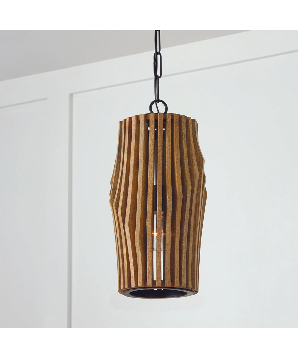 Archer 1-Light Pendant Light Wood and Matte Black