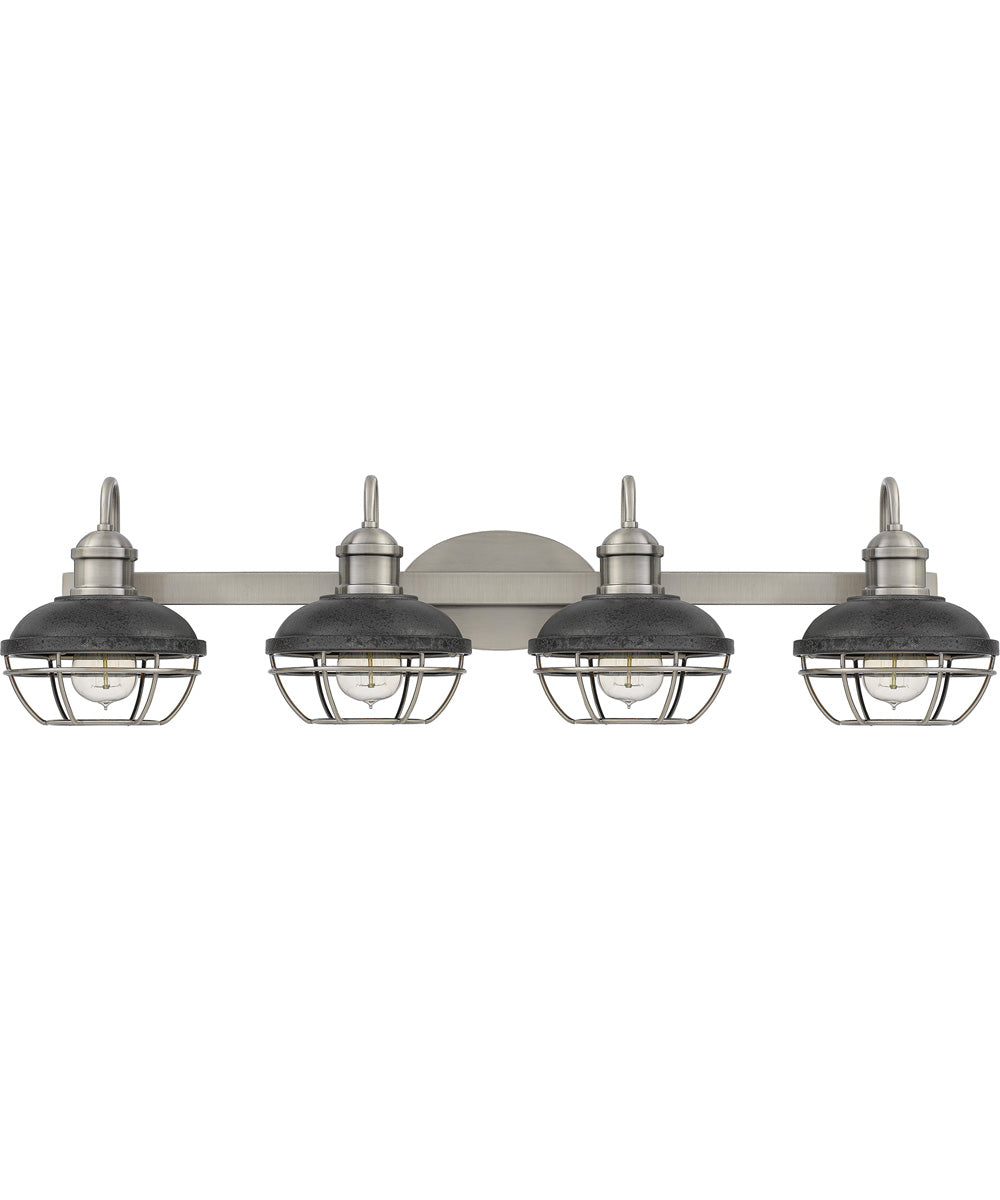 Sandpiper Extra Large 4-light Bath Light Antique Polished Nickel
