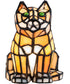 7"H Mini Tiffany Cat Orange Accent Lamp