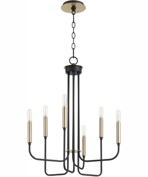 Hope 6-light Chandelier Textured Black w/ Aged Brass