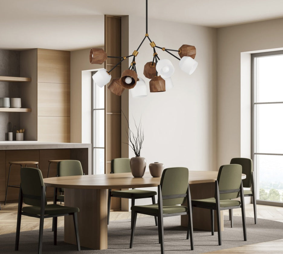 Akimbo 12-Light Pendant W LED Bulbs Dark Bronze/Antique Brass