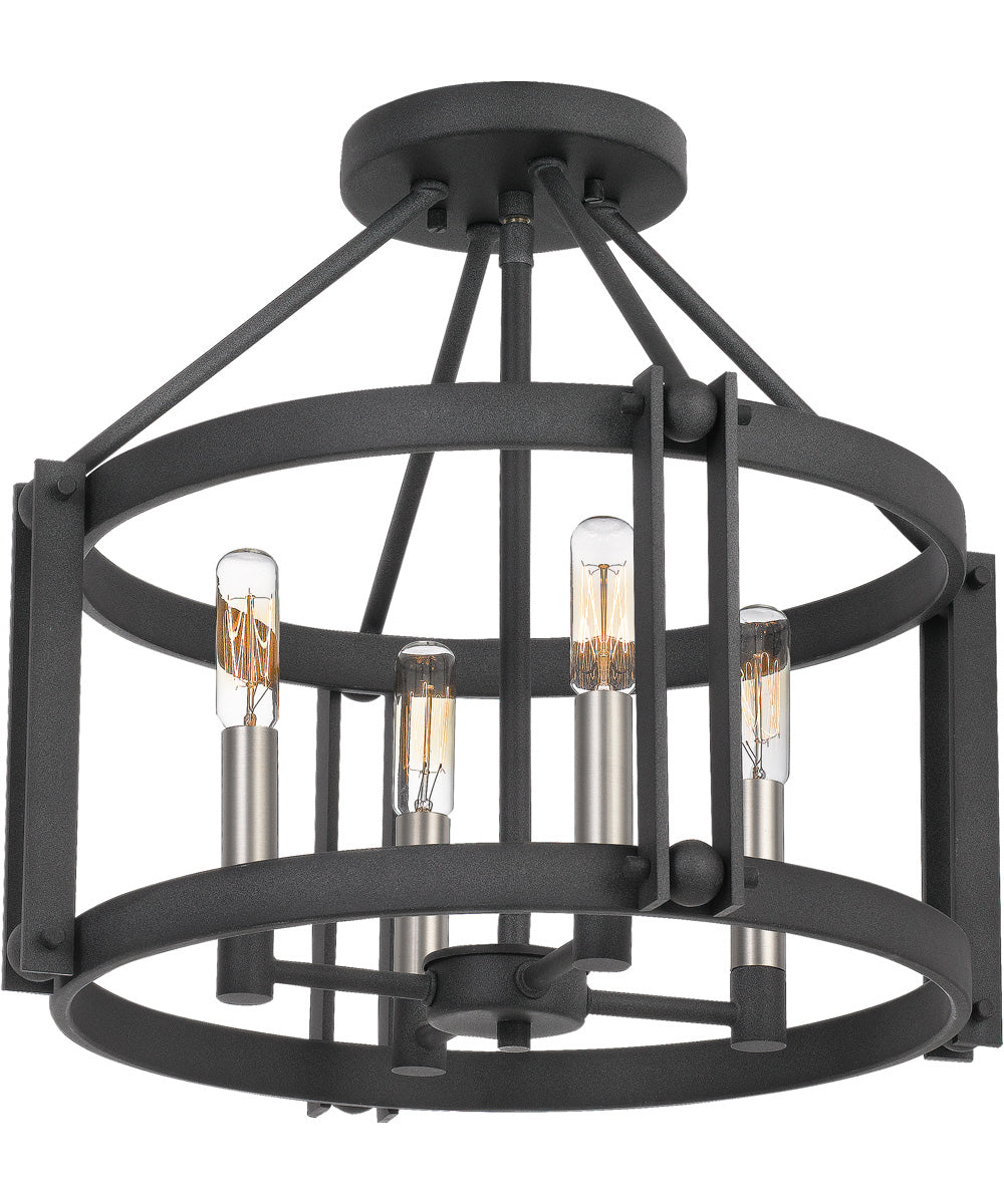 Victor 4-light Semi Flush Mount Mottled Black