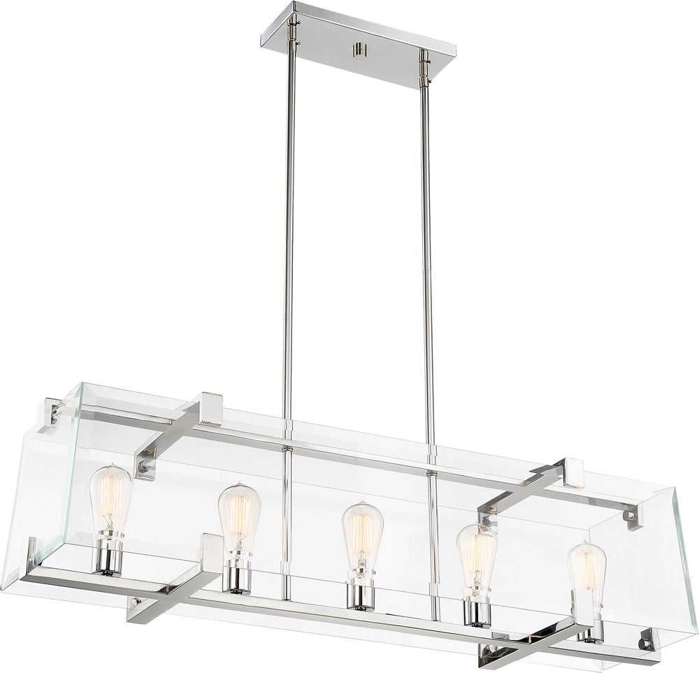10"W Shelby 5-Light Pendant Polished Nickel