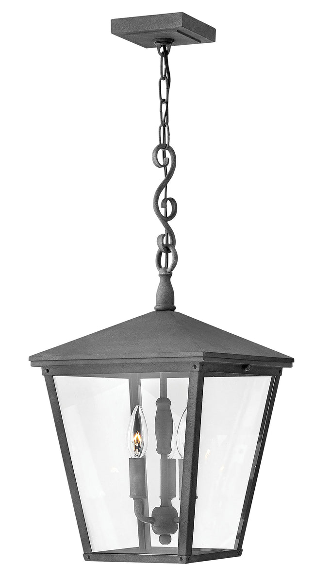 11"W Trellis 3-Light LED Outdoor Hanging Light in Aged Zinc