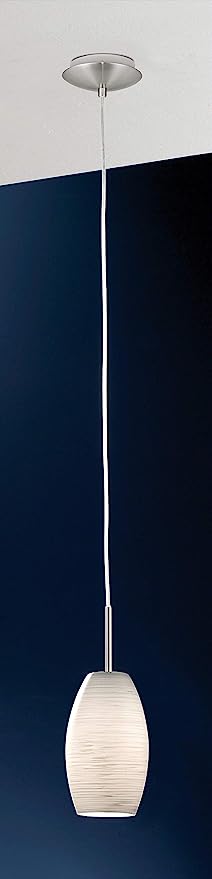 Batista 4.75"W 1-Light  Mini Pendant Light Fixture by Eglo Matte Nickel Finish with White Wiped Glass