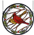 15"H Cardinals & Holly Stained Glass Window