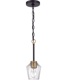 Avante Grand 1-Light Mini Pendant Flat Black/Satin Brass