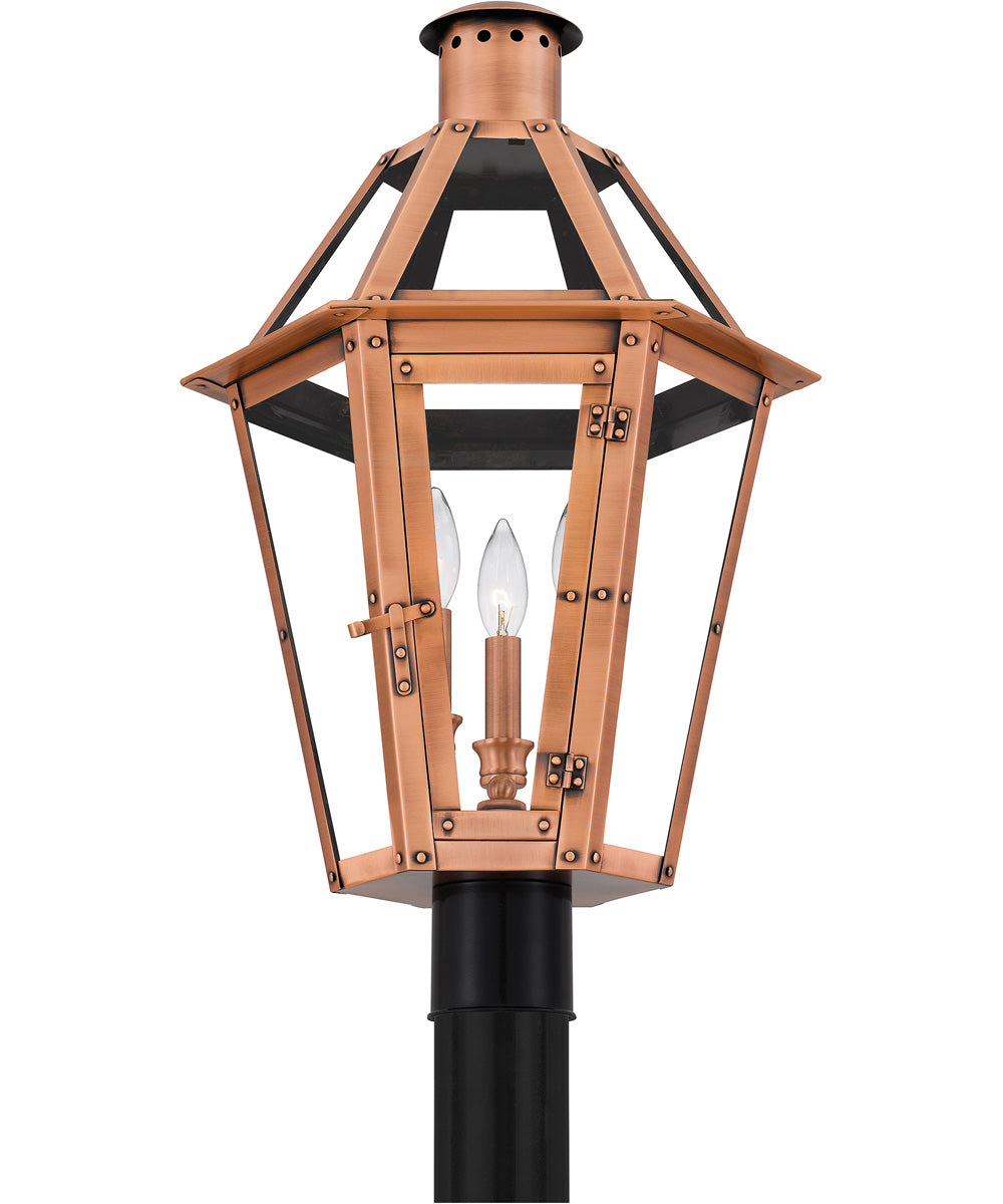 Burdett Large 3-light Outdoor Post Light Aged Copper