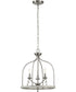 Vinings 3-Light Grey Washed Oak Foyer Pendant Light Brushed Nickel