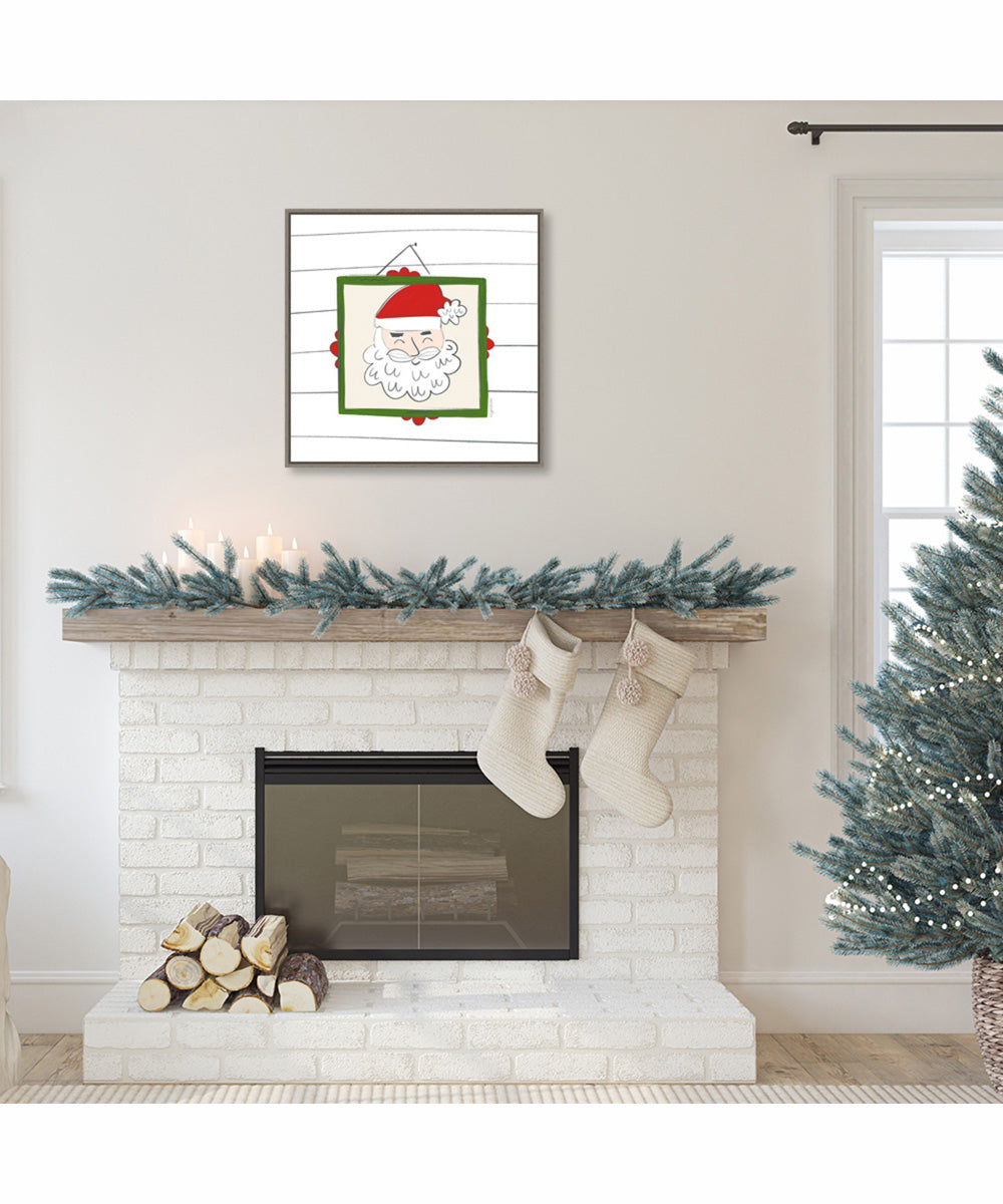 Framed Santa Claus Portrait by Kyra Brown Canvas Wall Art Print (22  W x 22  H), Sylvie Greywash Frame