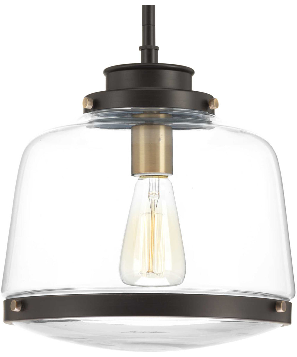 Judson 1-Light Clear Glass Farmhouse Pendant Light Antique Bronze