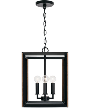 Rowe 4-Light Foyer Matte Black and Brown Wood