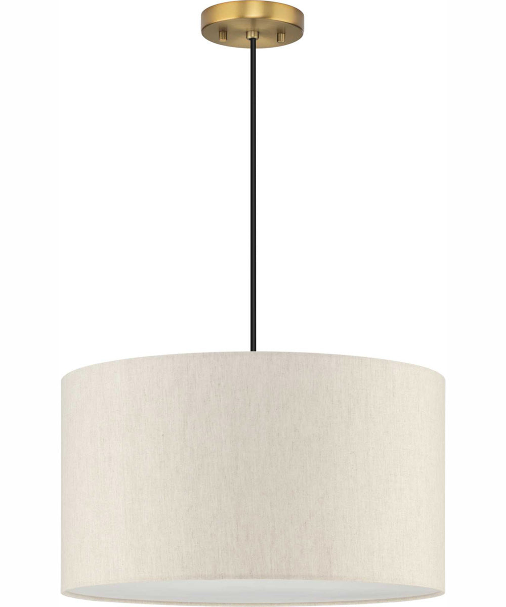 Markor 1-Light Ecru Linen Shade Transitional Pendant Brushed Nickel;Matte Black;Vintage Brass