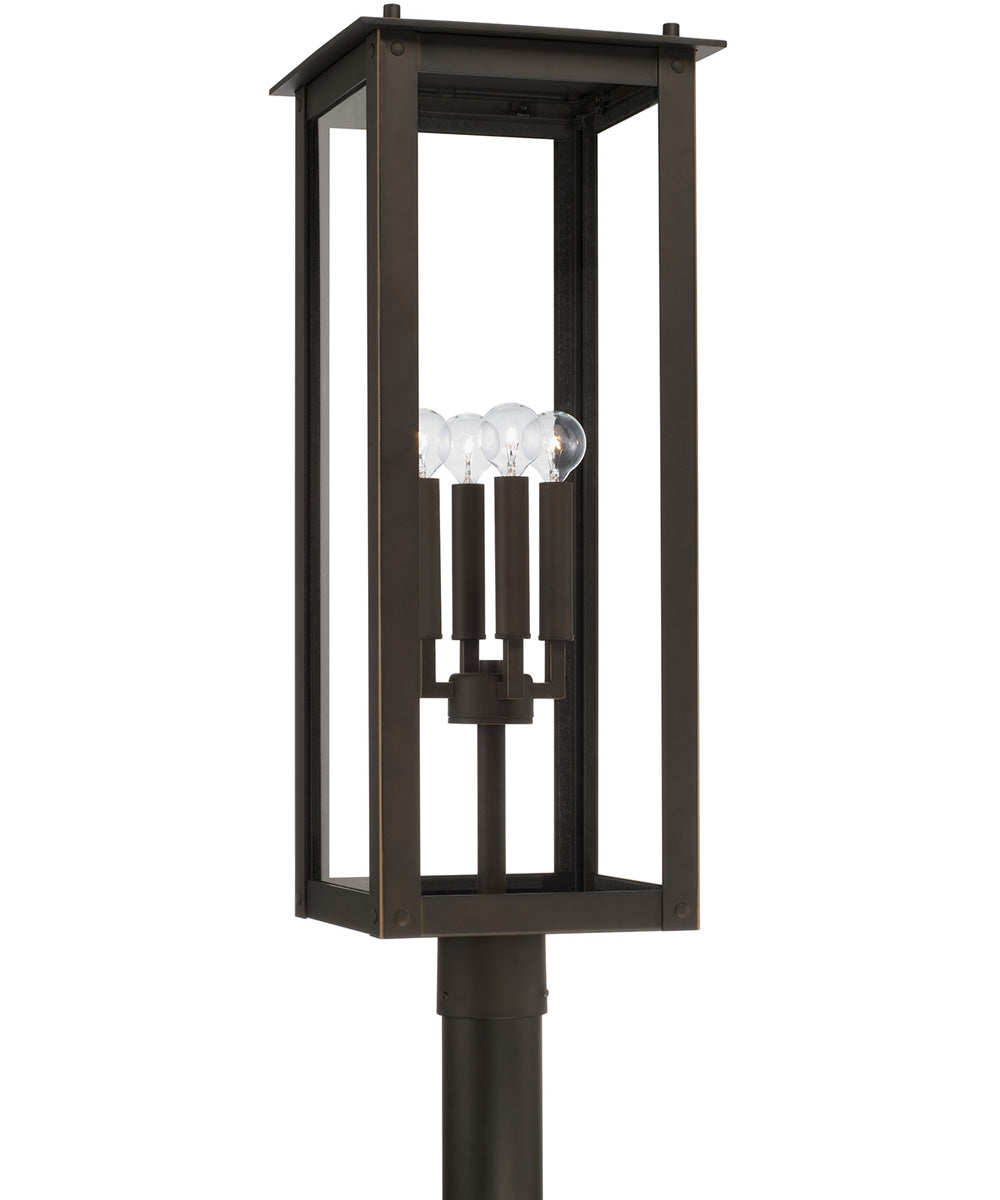 Hunt 4-Light Outdoor Post-Lantern Rain or Shine - Oiled Bronze