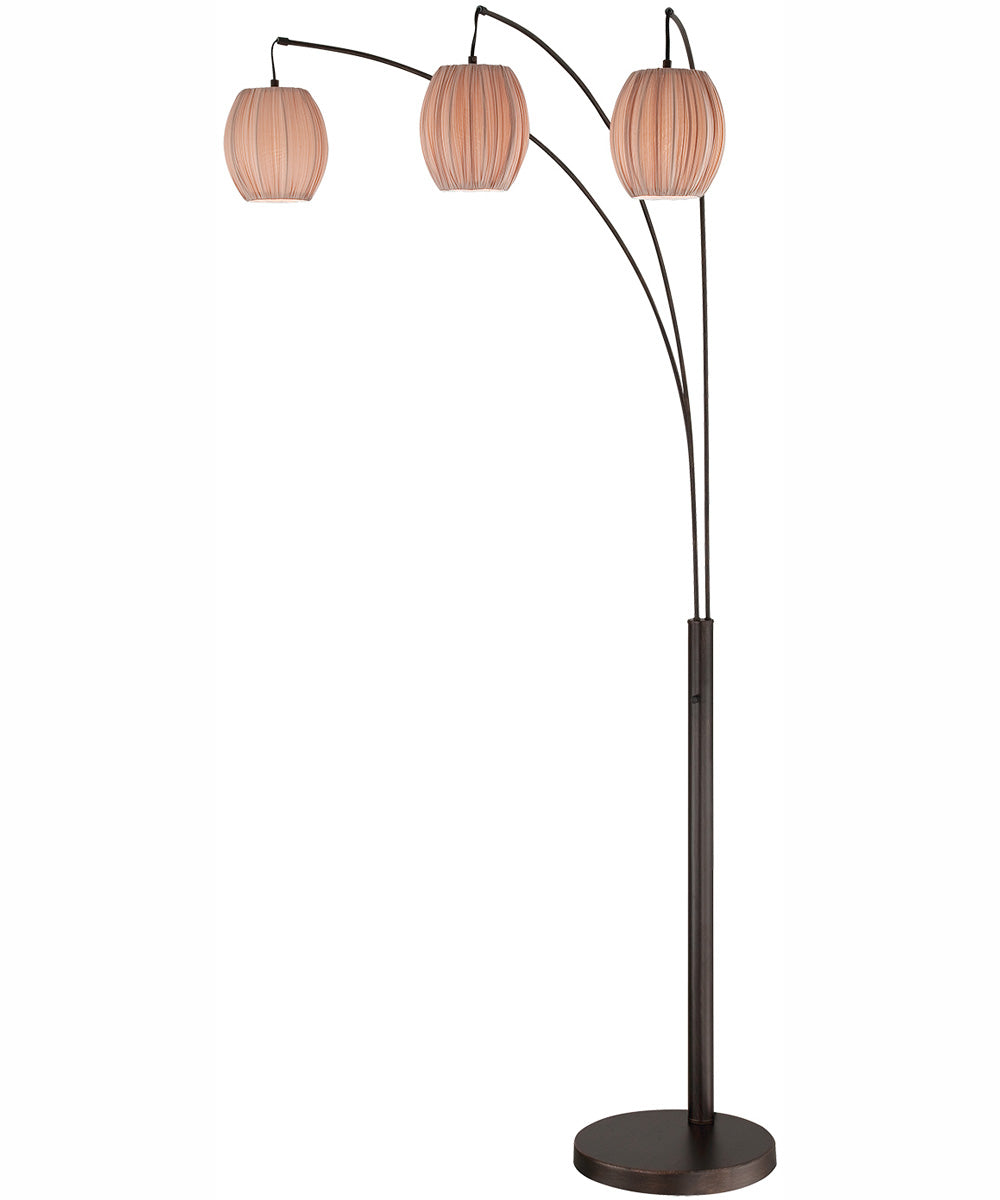 Kaden 3-Light 3-Light Arch Lamp Copper Bronze/L.Brown Shade