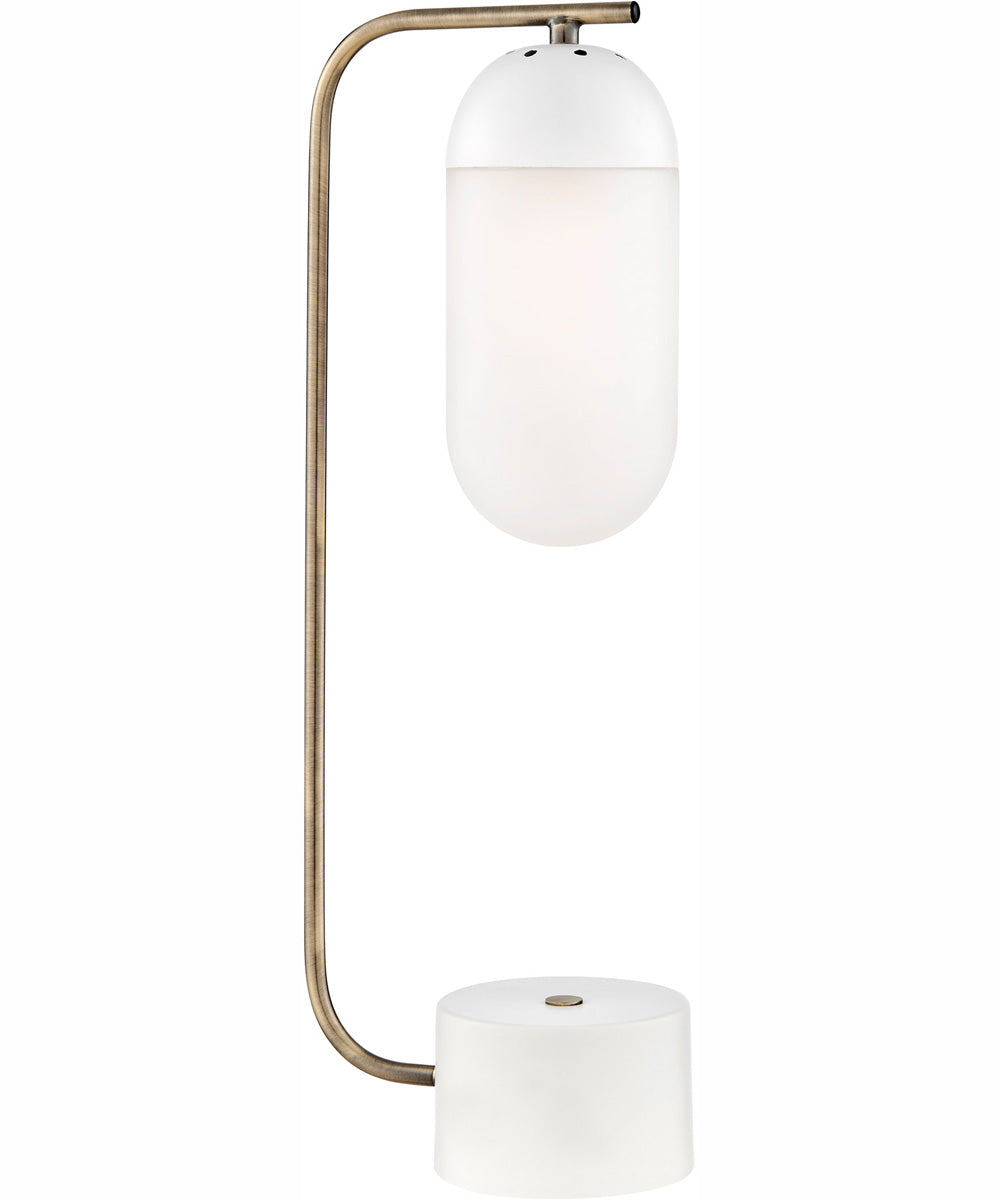 Firefly 1-Light Table Lamp Antique Brass/White/Frost Glass Shade