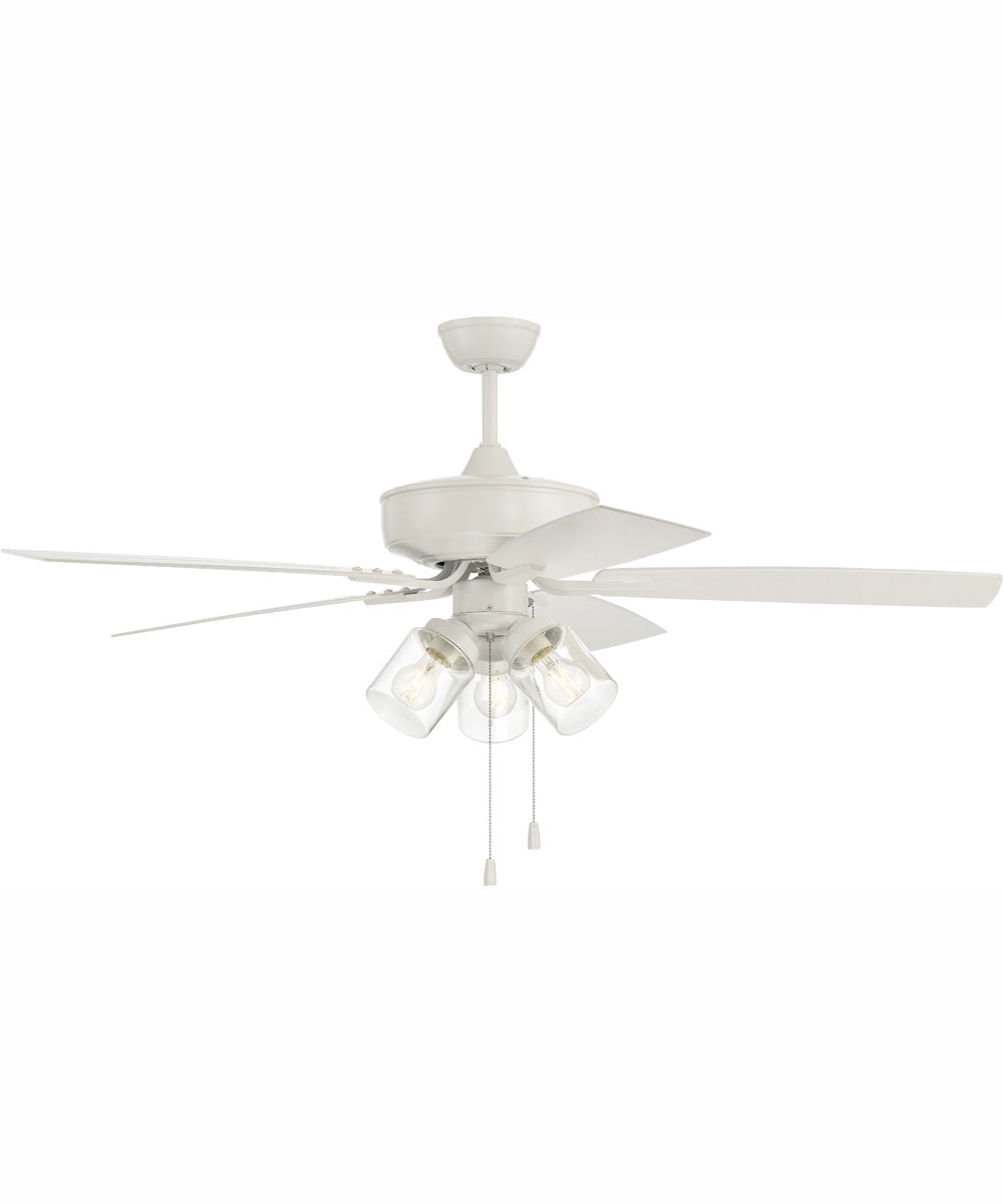52" Outdoor Pro Plus 104 Clear 3-Light Indoor/Outdoor Ceiling Fan White