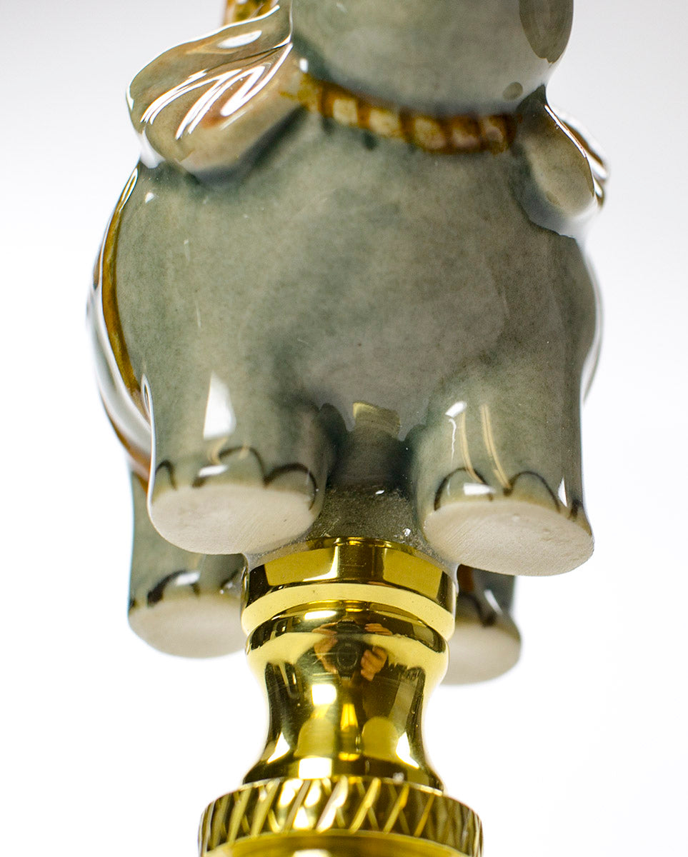 Elephant Celadon Porcelain Lamp Finial 2.5"h