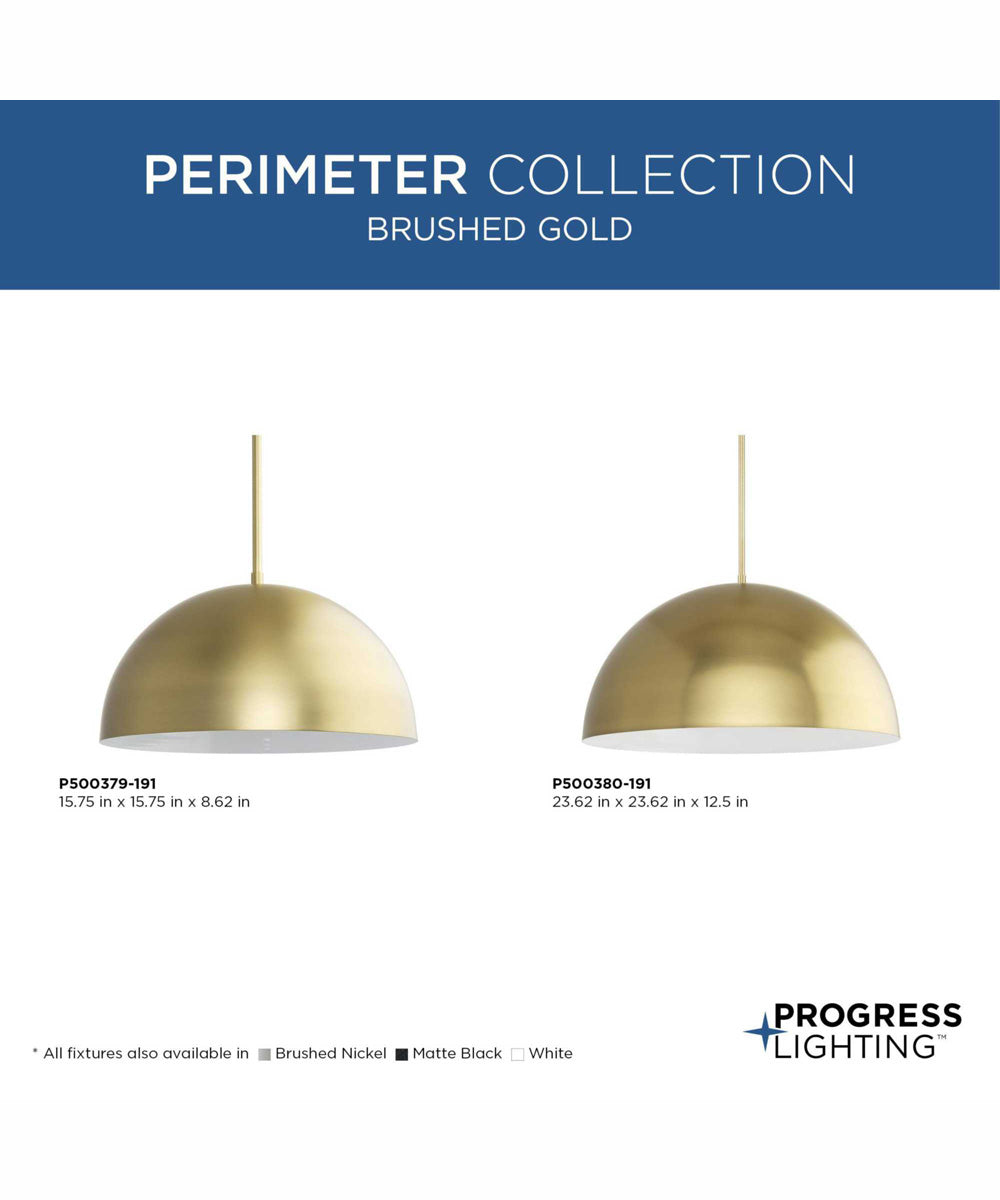 Perimeter 1-Light Mid-Century Modern Pendant with metal Shade Brushed Gold