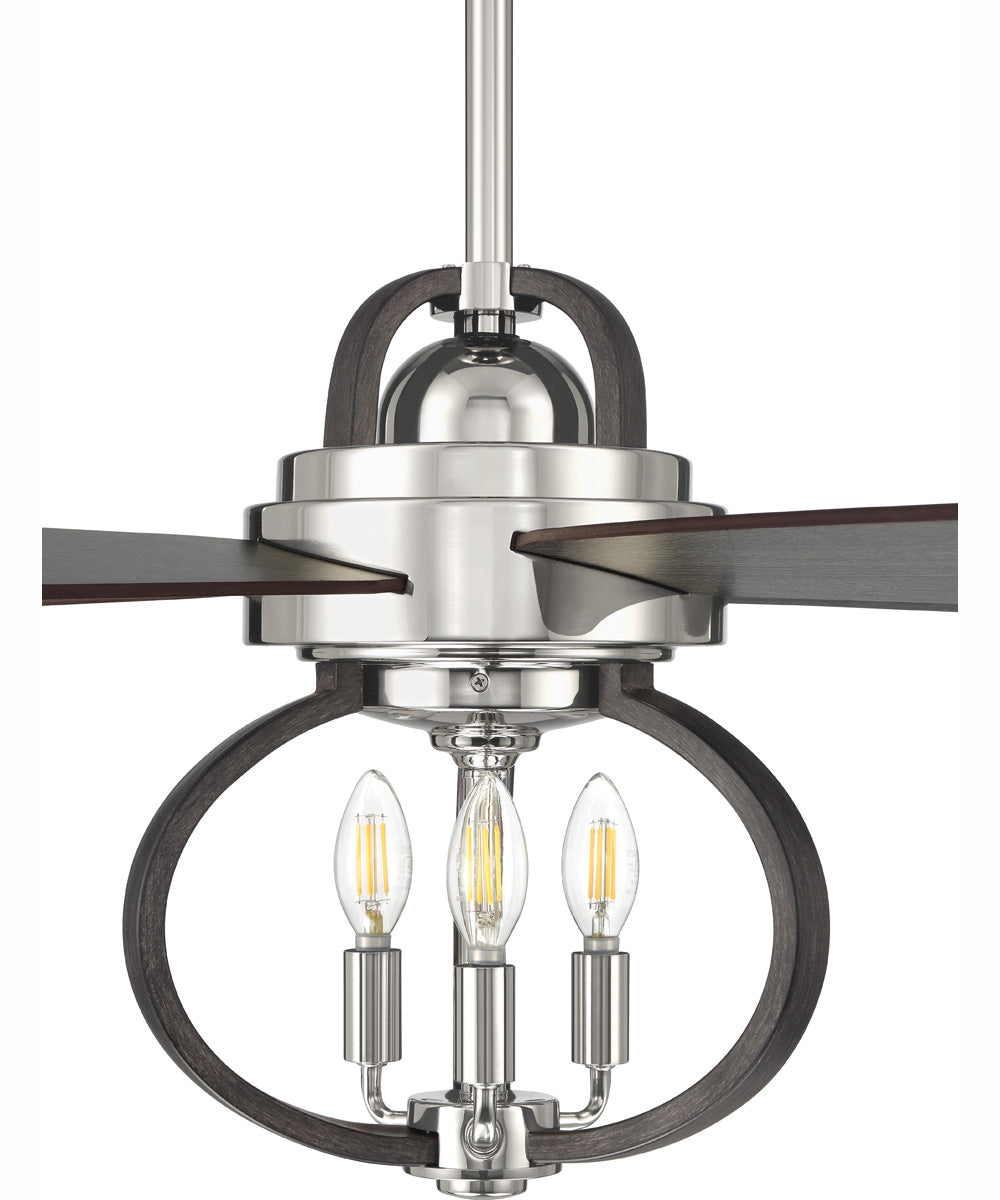 52" Reese 3-Light Ceiling Fan Polished Nickel