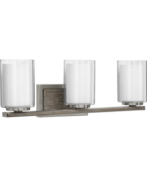 Mast 3-Light Clear Glass Coastal Bath Vanity Light Brushed Nickel