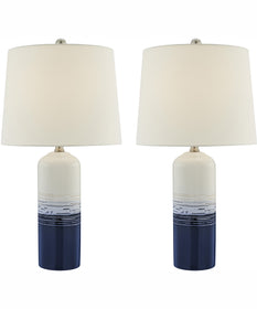 Heaton 1-Light 2 Pack-Table Lamp Ceramichrome/ White Linen Shade