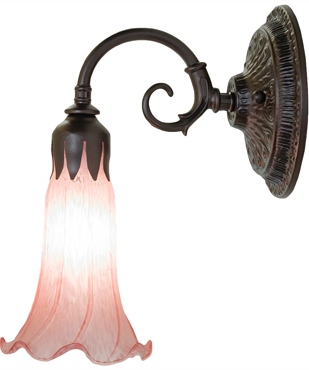 5.5" Wide Pink Tiffany Pond Lily Wall Sconce
