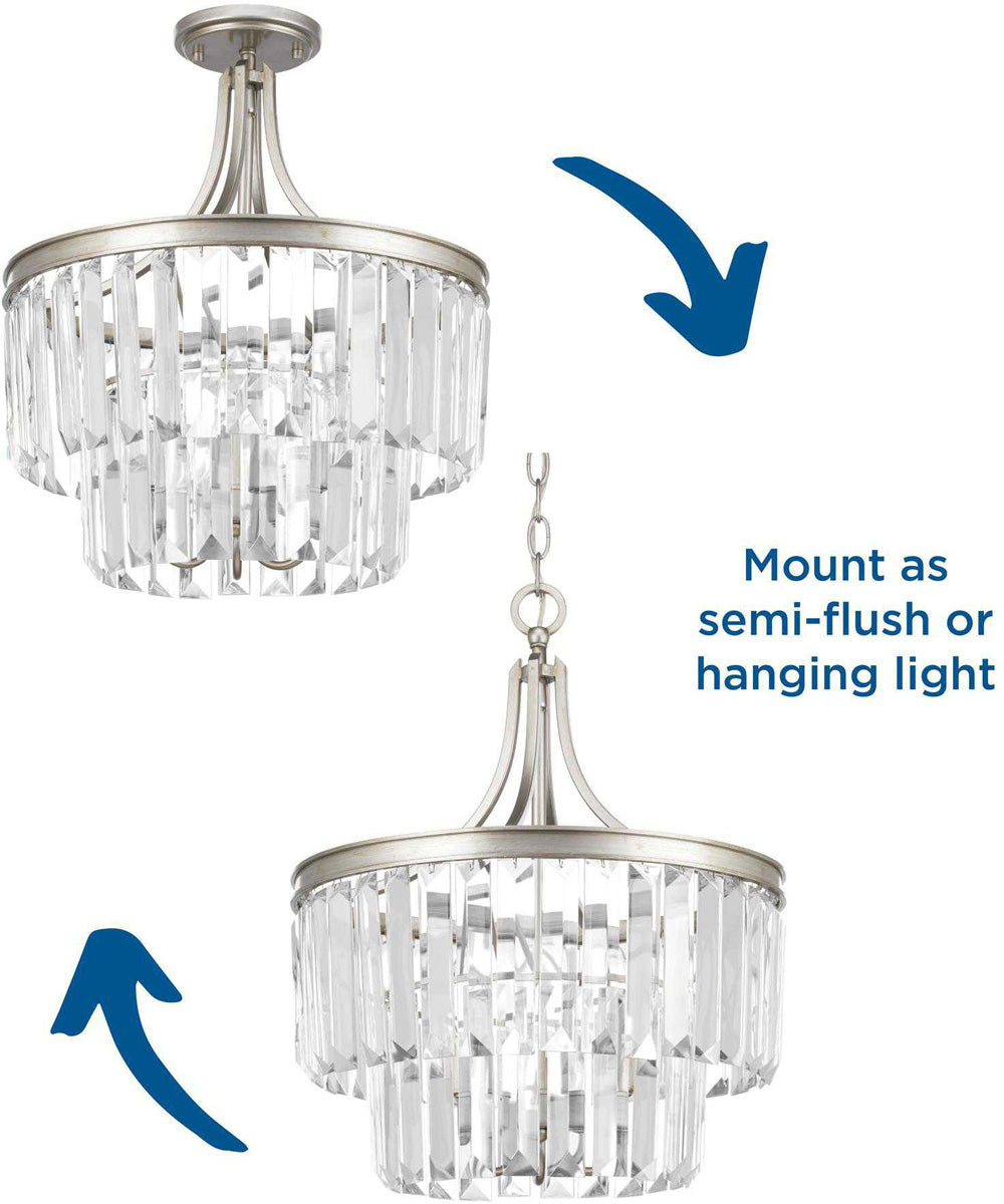 Glimmer 3-Light 19" Semi-Flush Convertible Silver Ridge