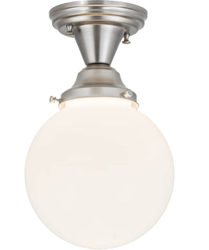 8" Revival Schoolhouse White Globe Flushmount