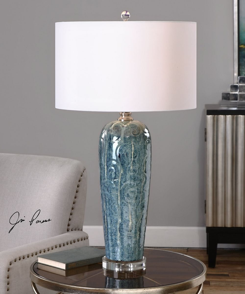 33"H Maira Blue Ceramic Table Lamp