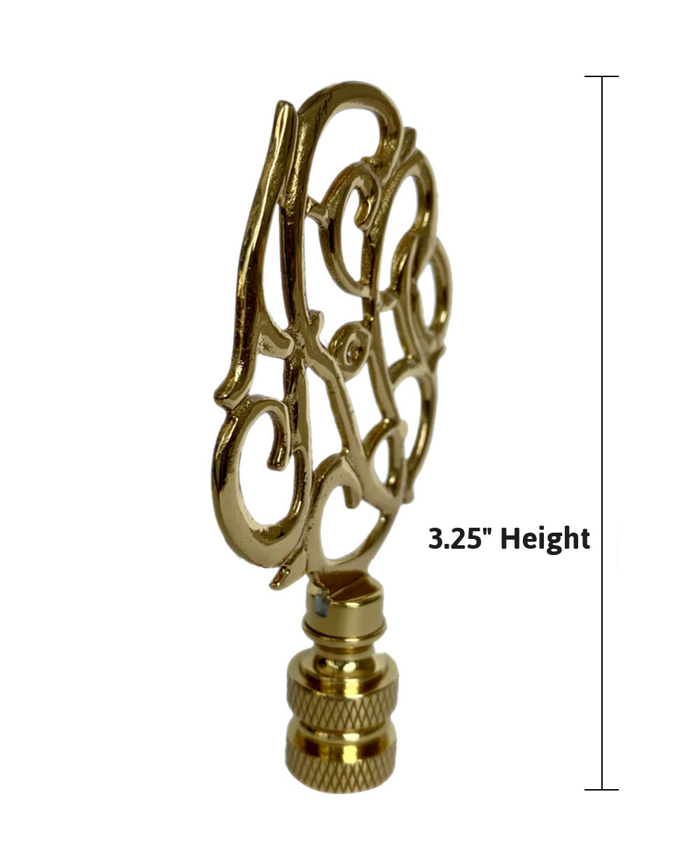 Polished Brass Williamsburg Cipher Lamp Finial with Polished Brass Base 3.25"h