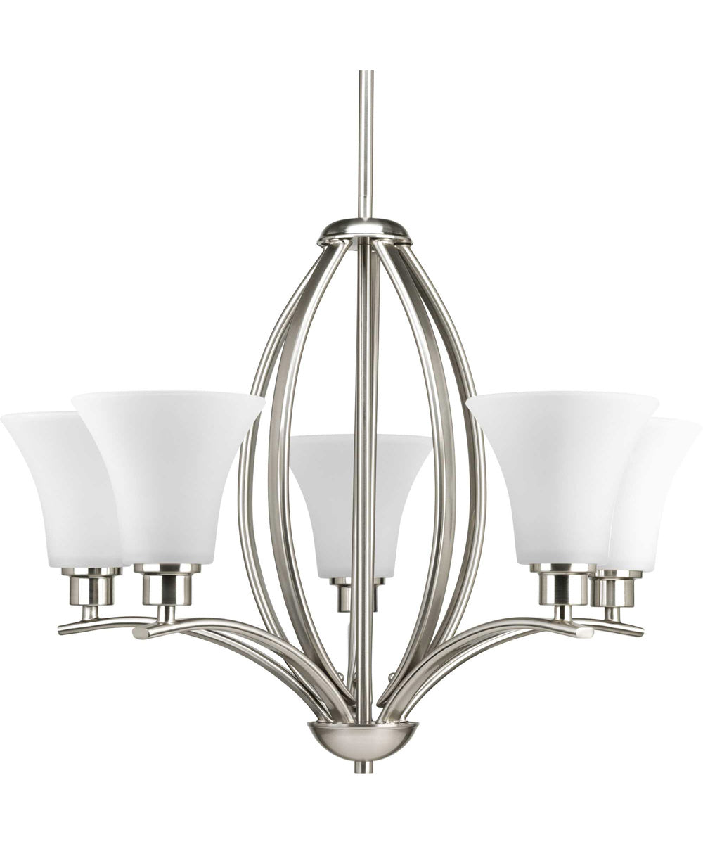 Joy 5-Light Etched White Inside Glass Traditional Chandelier Light Brushed Nickel