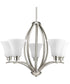 Joy 5-Light Etched White Inside Glass Traditional Chandelier Light Brushed Nickel