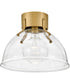 Argo 1-Light Small Flush Mount in Heritage Brass with Clear Seedy glass