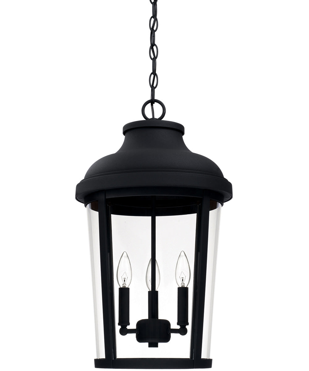 Dunbar 3-Light Outdoor Hanging In Black With Clear Glass