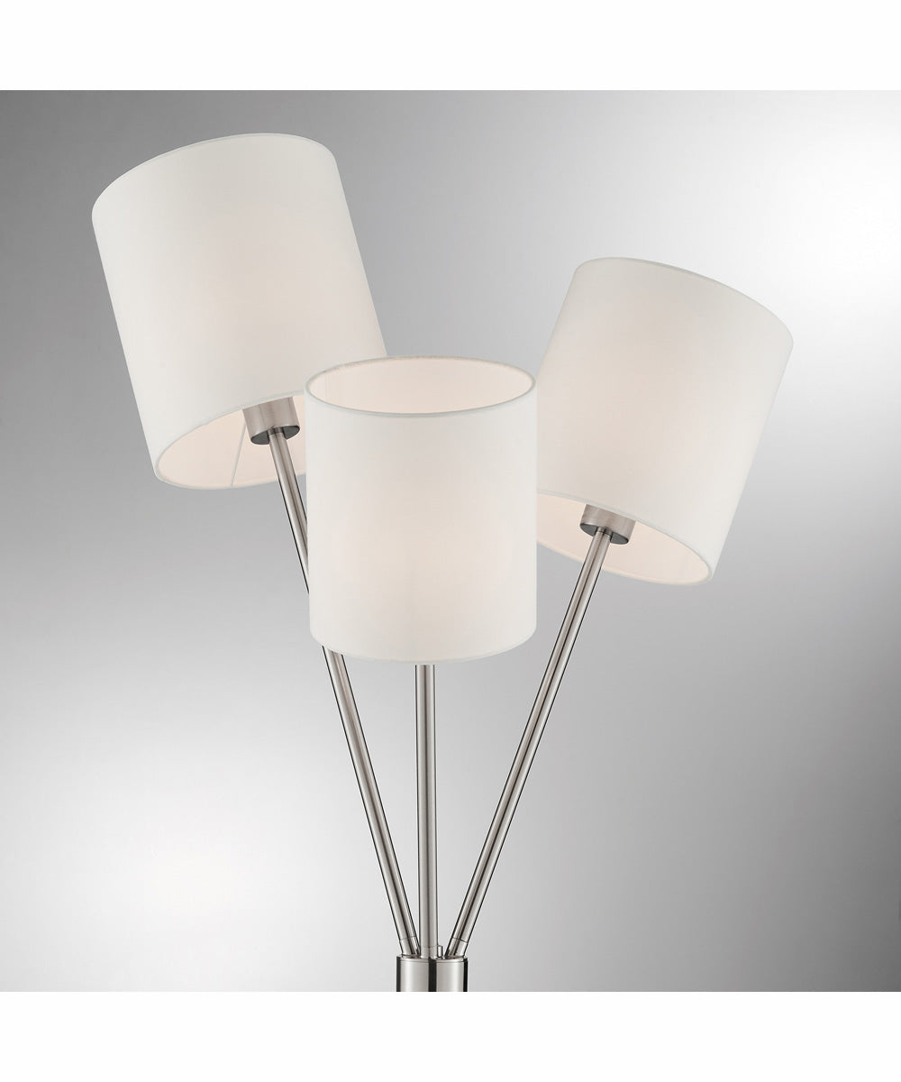 Crisanta 3-Light 3-Light Floor Lamp Brushed Nickel/White Linen