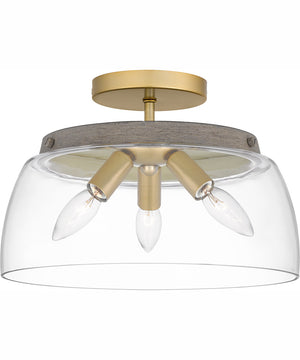 Burkett Medium 3-light Semi Flush Mount Light Gold