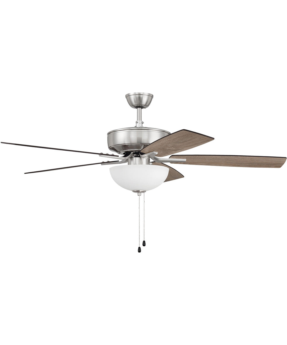 52" Pro Plus 211 White Bowl Light Kit 2-Light LED Indoor/Outdoor Ceiling Fan (Blades Included) Brushed Polished Nickel