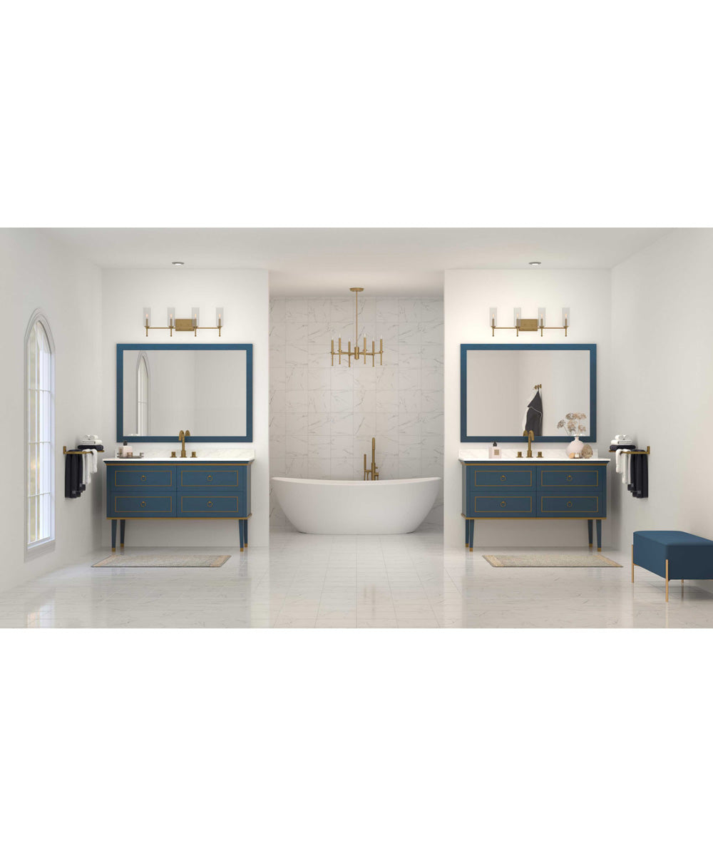 Elara 4-Light New Traditional Clear Glass Bath Vanity Light Vintage Brass