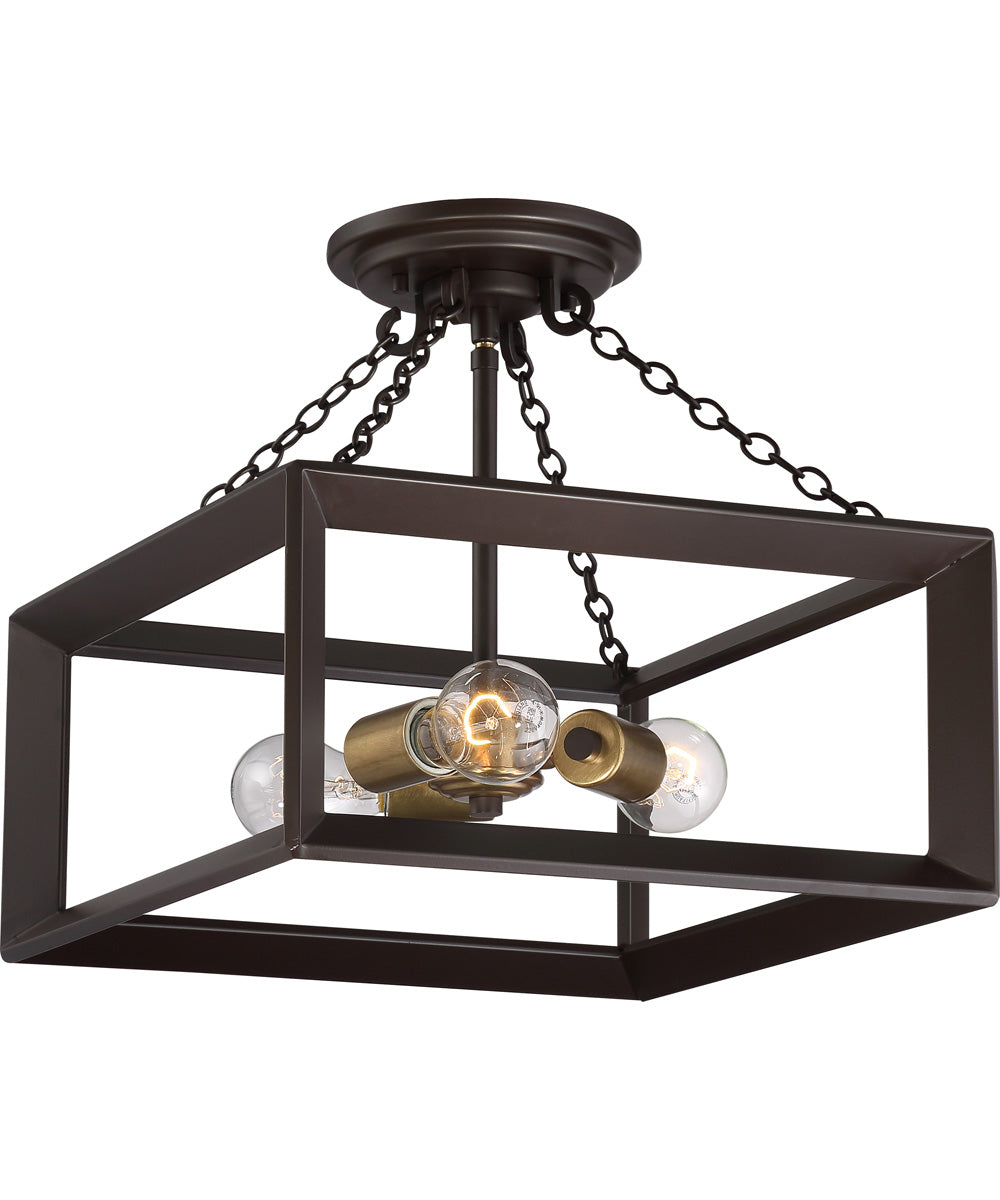 Brook Hall Medium 3-light Semi Flush Mount Western Bronze